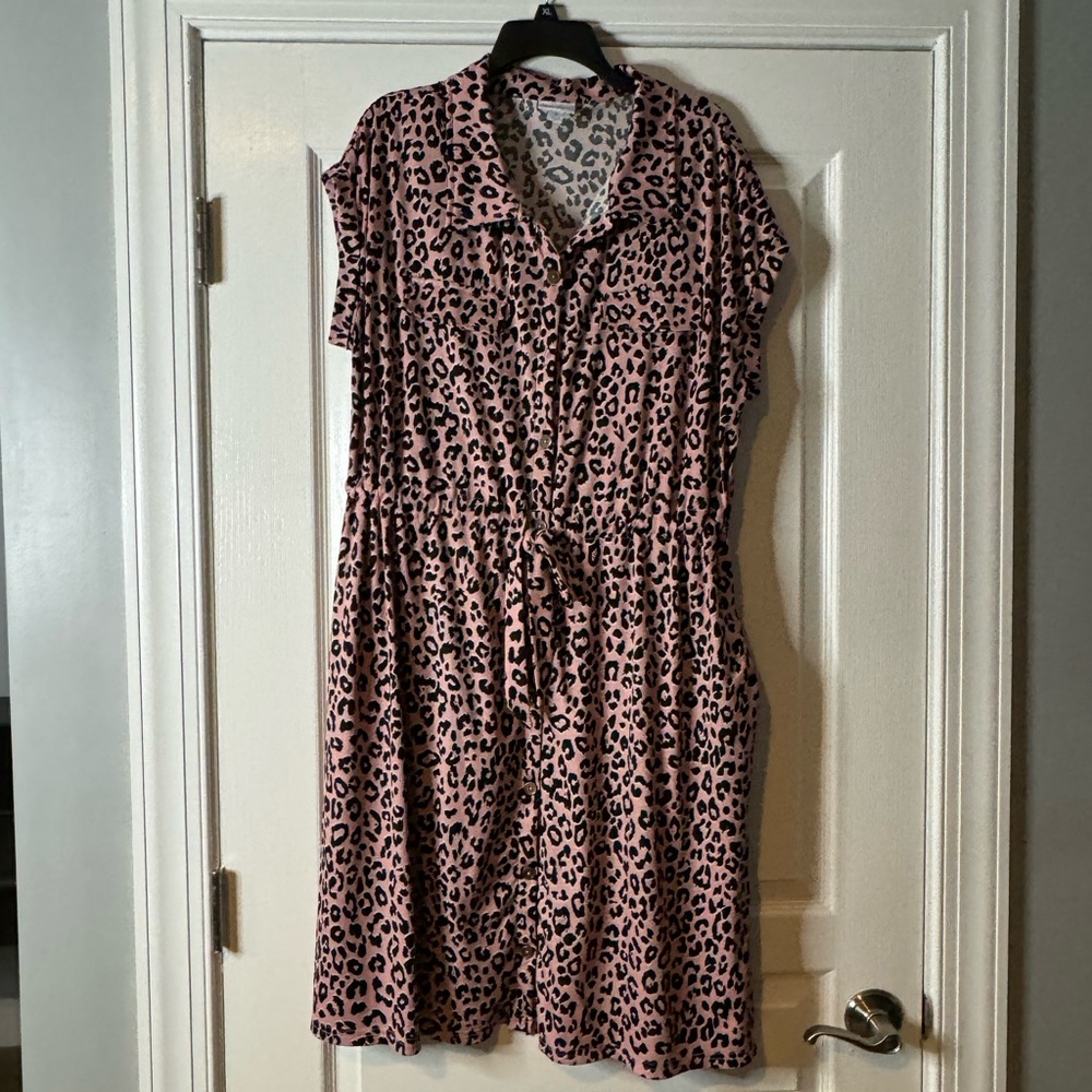 Lularoe Stacy dress, size XL, pink, black & white animal print. Worn twice.